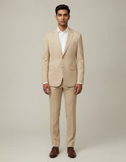 Beige merino wool suit – front