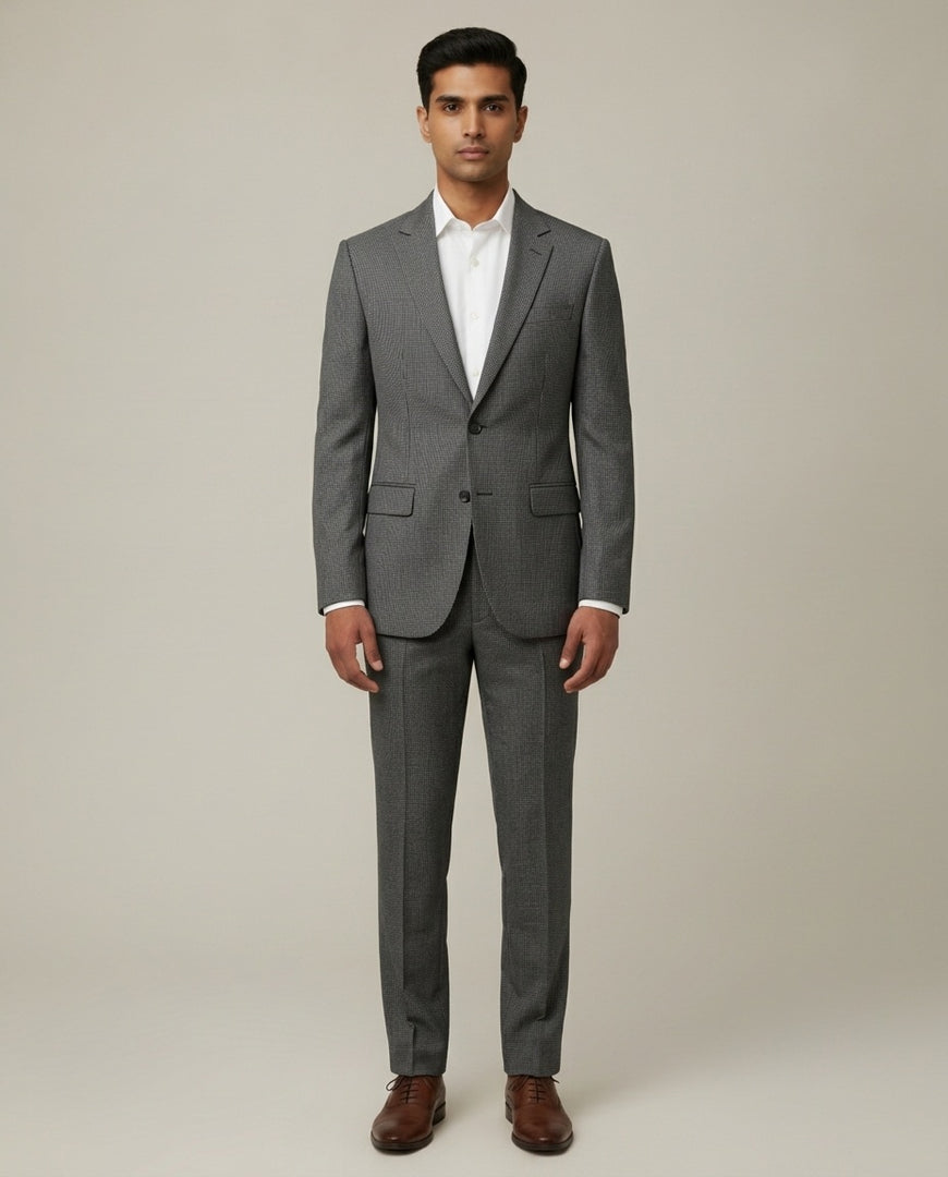 Grey Pick N Pick Merino Wool Suit