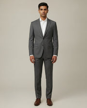 Dark Grey Sharkskin Merino Wool Suit