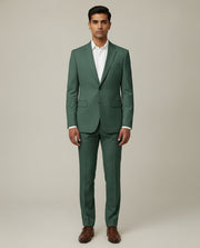 Green Solid/Plain Merino Wool Suit