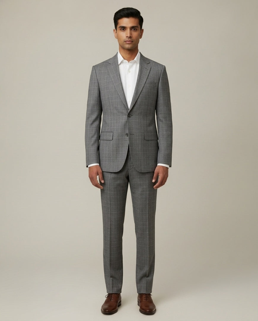 Grey Checks Merino Wool Suit