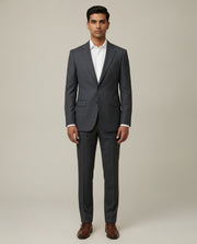 Dark Grey Prince of Wales Check Merino Wool Suit