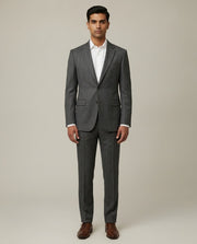 Dark Grey Herringbone Merino Wool Suit