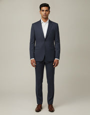 Dark Blue Solid/Plain Merino Wool Suit