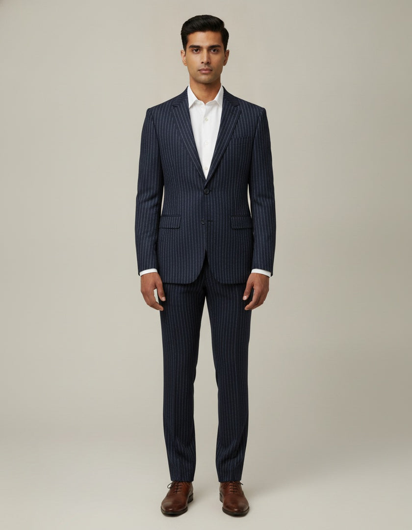 Blue Stripe Merino Wool Suit