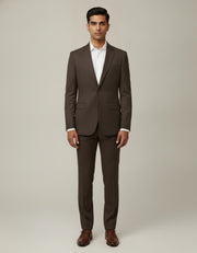 Chocolate Brown Solid/Plain Merino Wool Suit