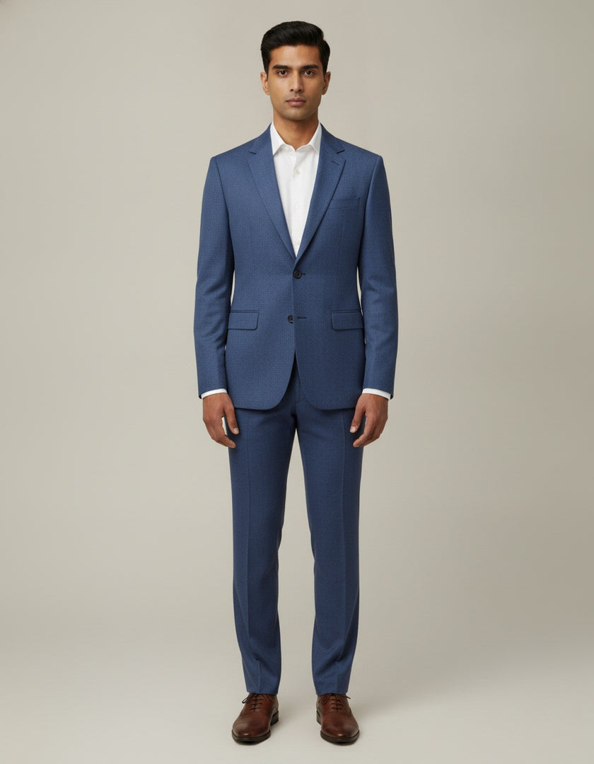 Blue Checks Merino Wool Suit