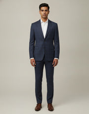 Dark Blue Checks Merino Wool Suit