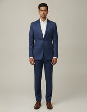Blue Plaid Checks Merino Wool Suit