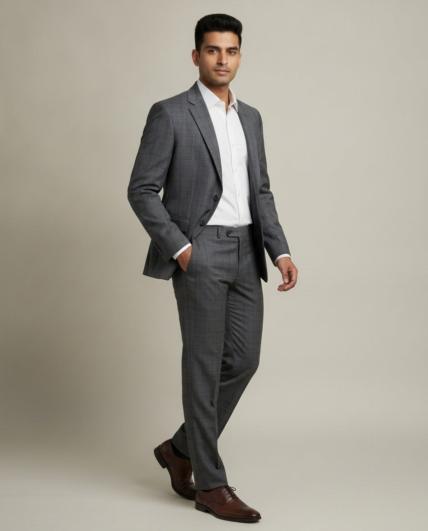Grey Checks Merino Wool Suit