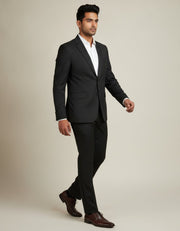 Black merino wool suit – walking