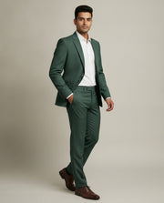 Green Solid/Plain Merino Wool Suit