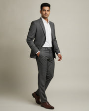 Dark Grey Solid/Plain Merino Wool Suit
