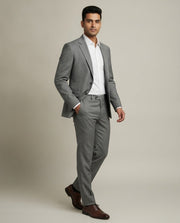 Grey Sharkskin Merino Wool Suit