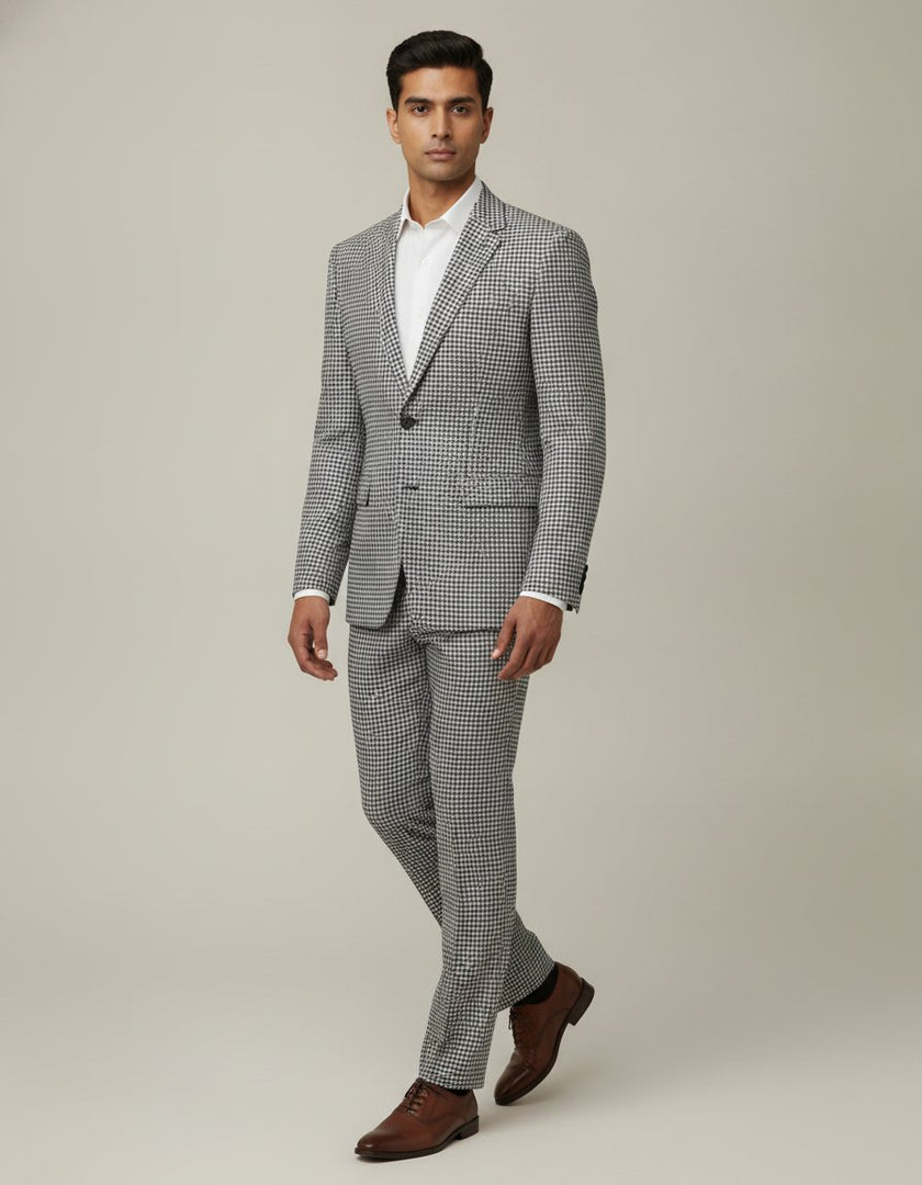 Black houndstooth suit – walking