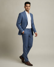 English Blue Checks Merino Wool Suit