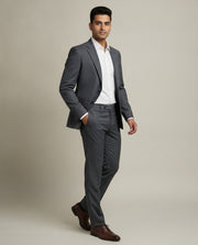 Dark Grey Prince of Wales Check Merino Wool Suit