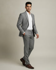 Grey Solid/Plain Merino Wool Suit