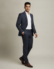 Dark Blue Solid/Plain Merino Wool Suit