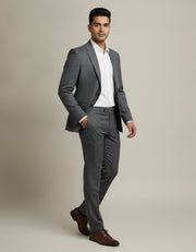 Dark Grey Checks Merino Wool Suit
