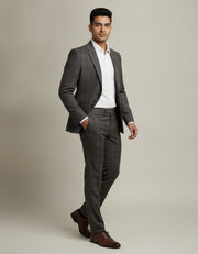 Brown Prince of Wales Check Merino Wool Suit