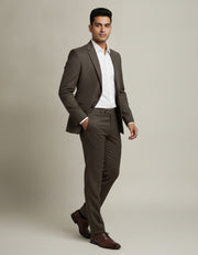Coffee Brown Solid/Plain Merino Wool Suit