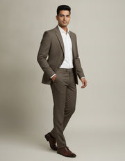 Brown Checks Merino Wool Suit