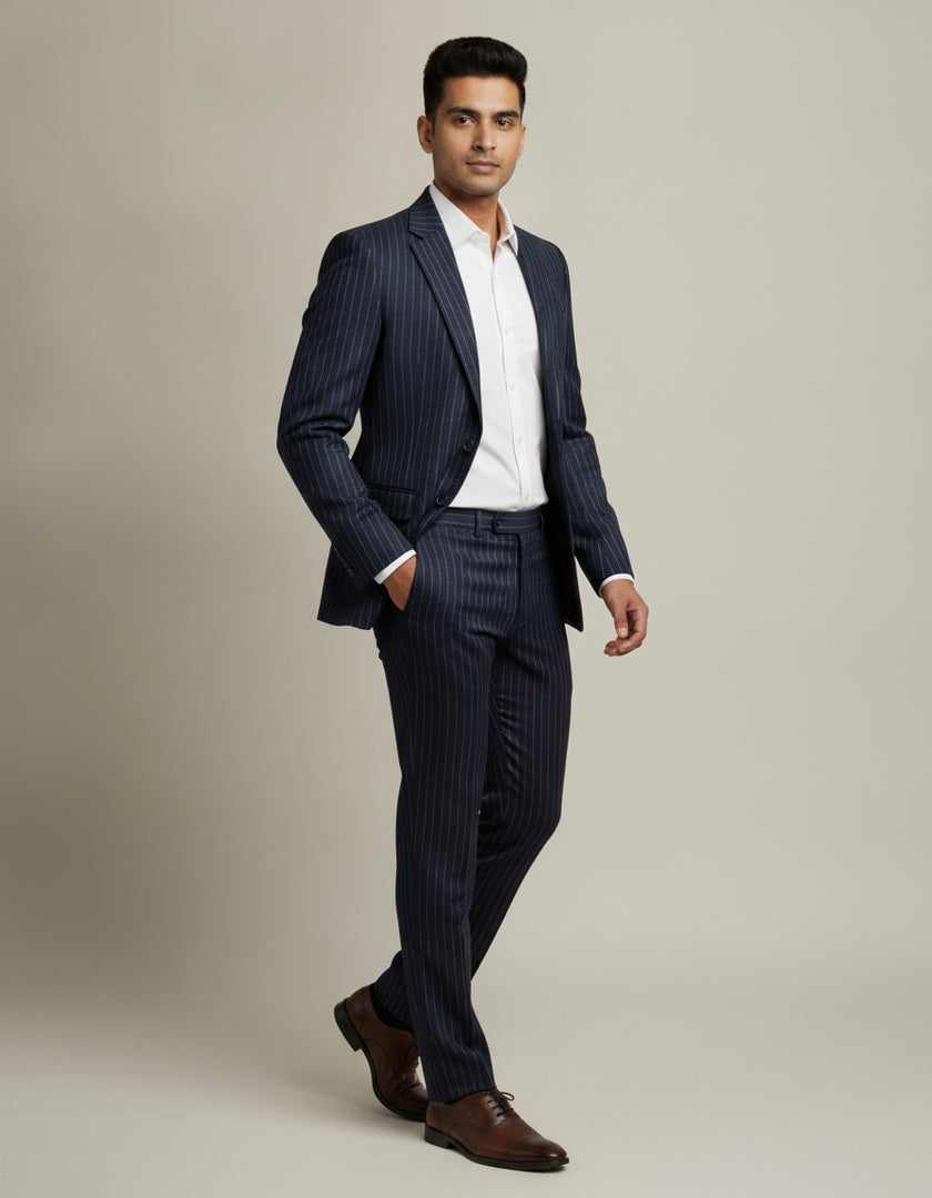 Blue Stripe Merino Wool Suit