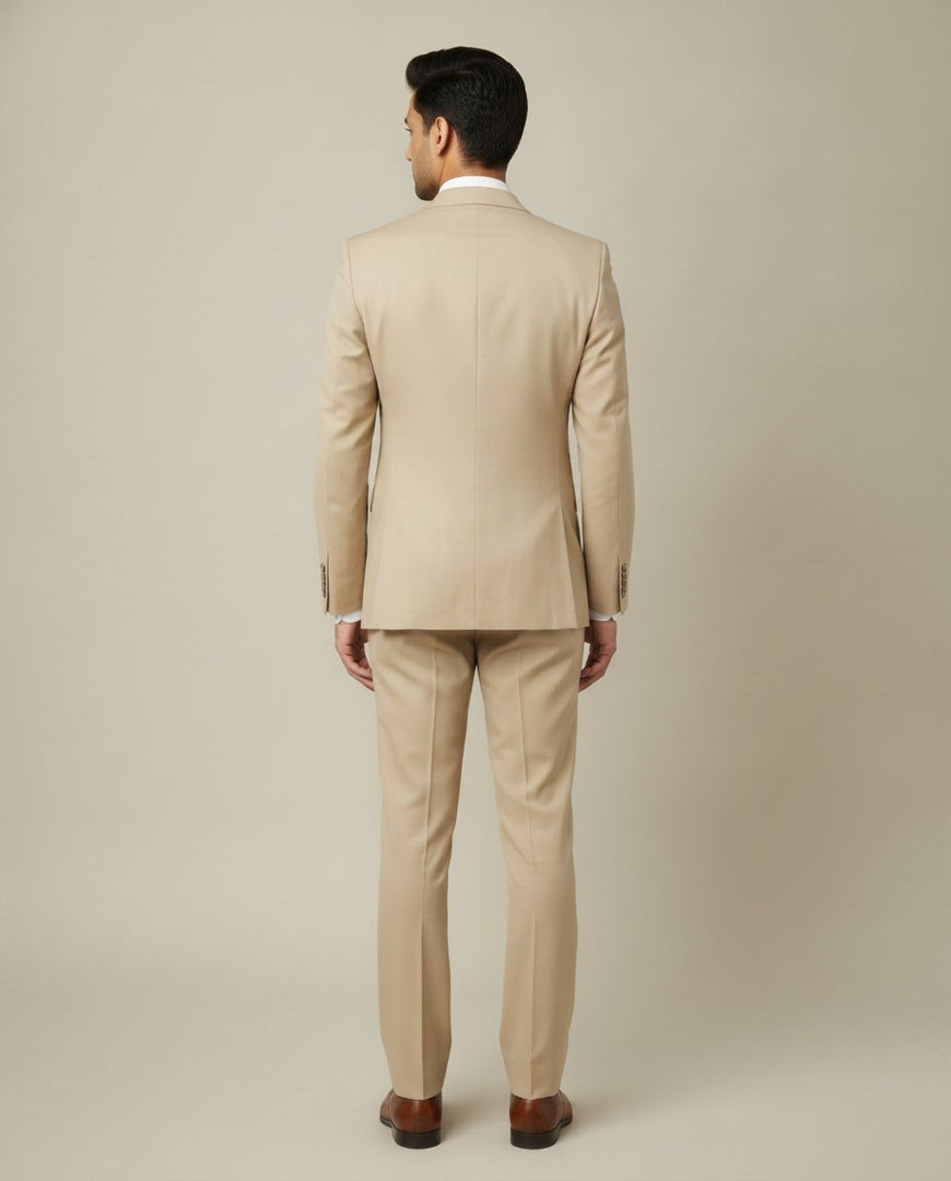 Beige merino wool suit – back