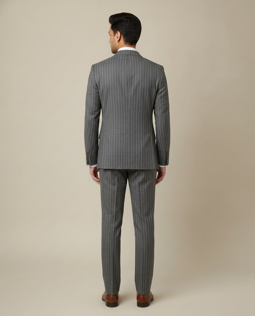 Grey Stripe Merino Wool Suit