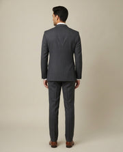 Dark Grey Prince of Wales Check Merino Wool Suit