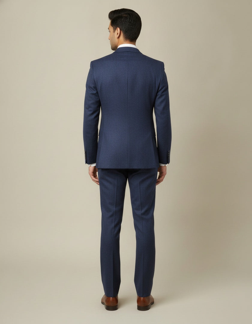 Blue Texture Merino Wool Suit