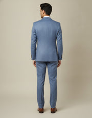 Blue Sharkskin Merino Wool Suit