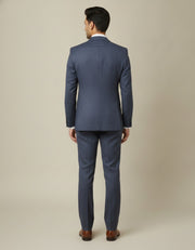 Dark Blue Herringbone Merino Wool Suit