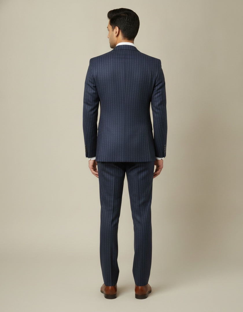 Dark Blue Stripe Merino Wool Suit