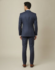 Dark Blue Checks Merino Wool Suit