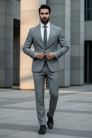 Black Prince of Wales Check Merino Wool Suit