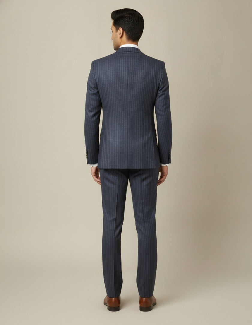 Dark Blue Stripe Merino Wool Suit
