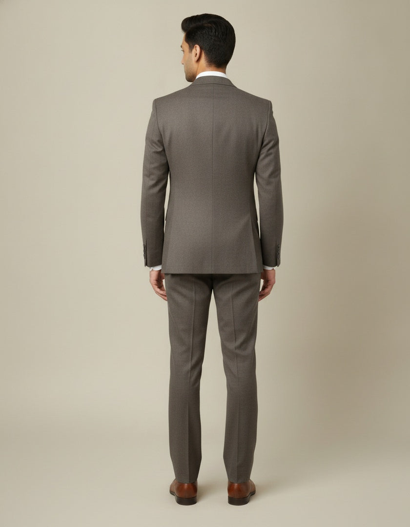 Brown Checks Merino Wool Suit