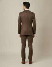 Chocolate Brown Solid/Plain Merino Wool Suit