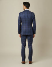 Blue Plaid Checks Merino Wool Suit