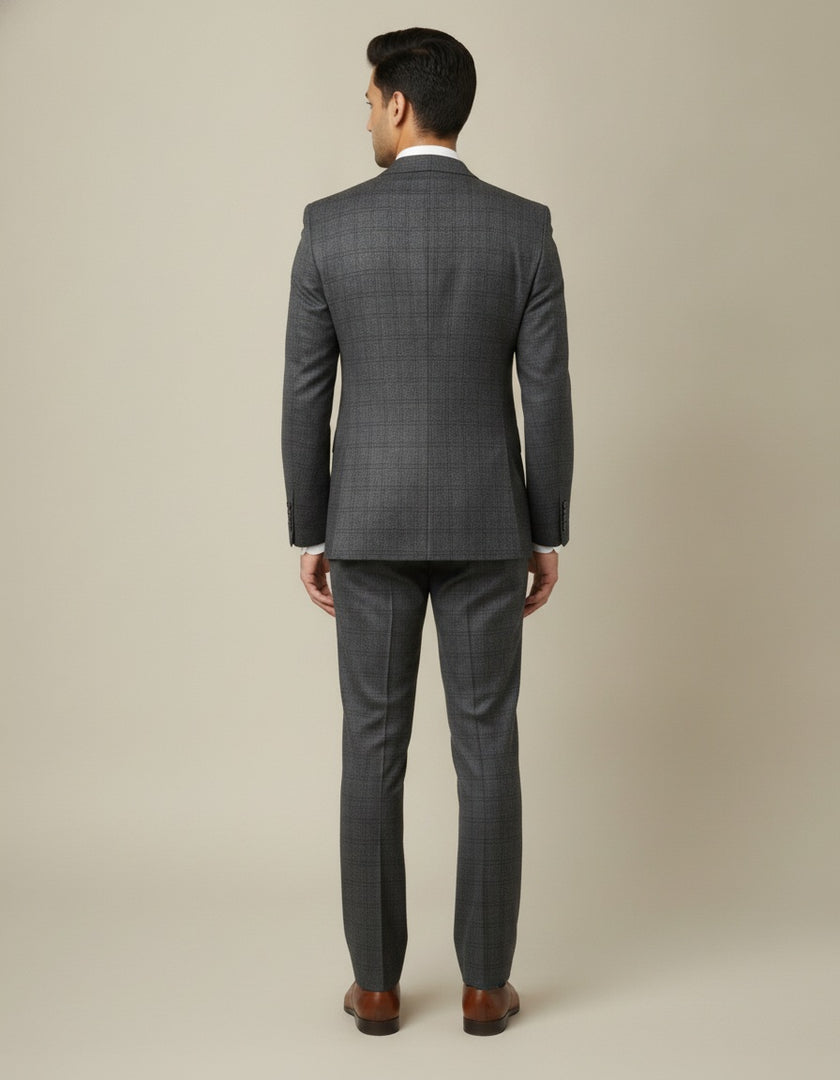 Brown Prince of Wales Check Merino Wool Suit
