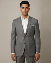 Grey Stripe Merino Wool Suit