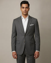 Dark Grey Stripe Merino Wool Suit