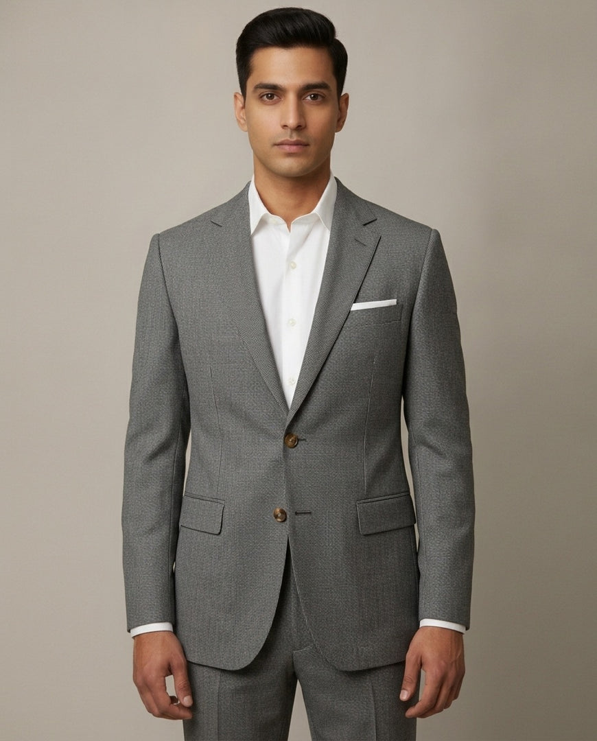 Grey Pick N Pick Merino Wool Suit