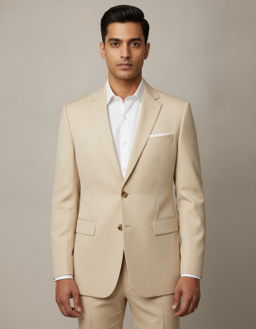 Beige merino wool suit – detail