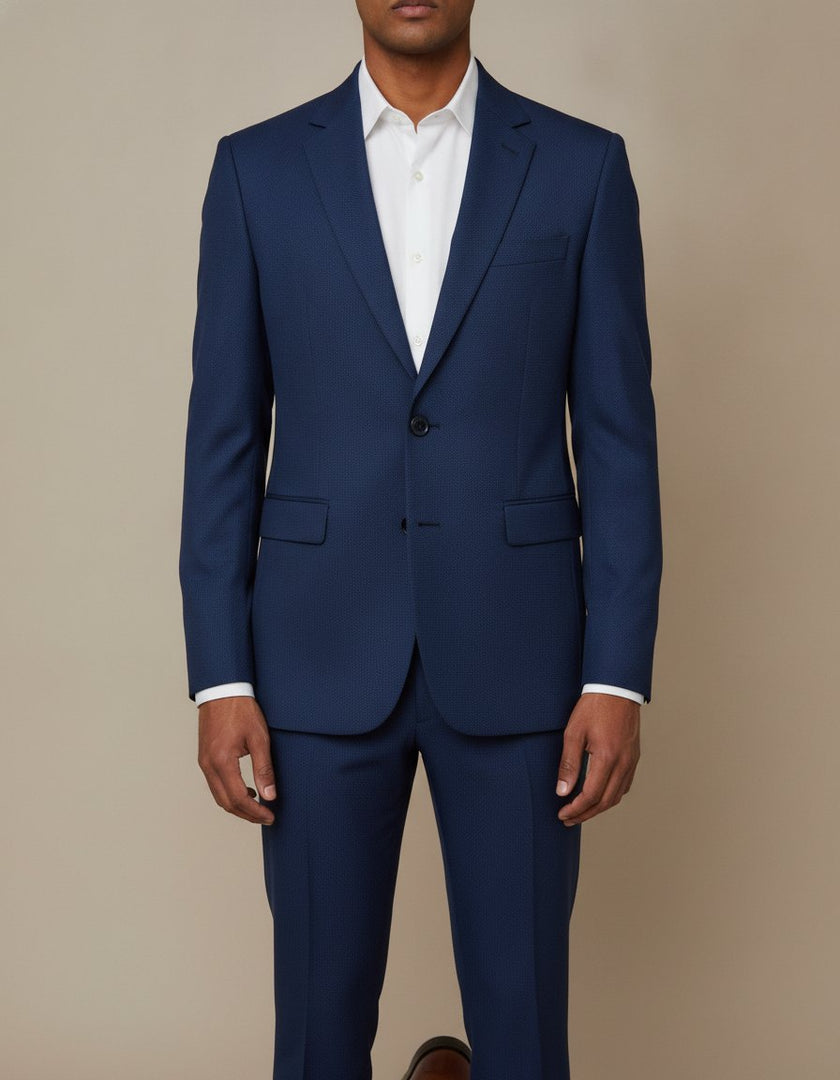 Blue birdseye suit – detail