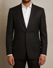 Black merino wool suit – detail