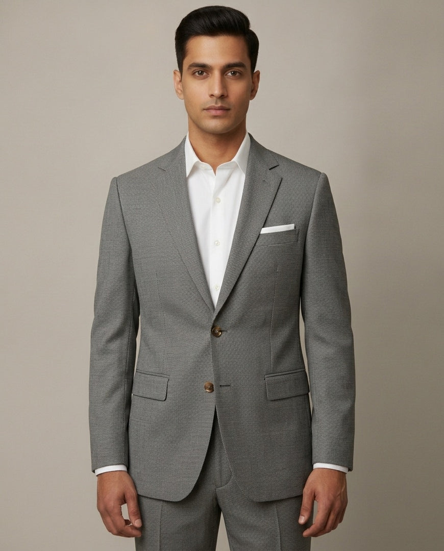 Grey Birdseye Merino Wool Suit