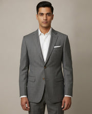 Grey Sharkskin Merino Wool Suit